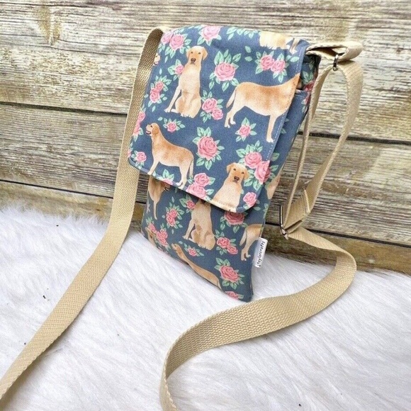 Jtaylorcrafts Floral Roses Dog Print Small Cotton Purse Shoulder Bag Crossbody - Picture 3 of 12